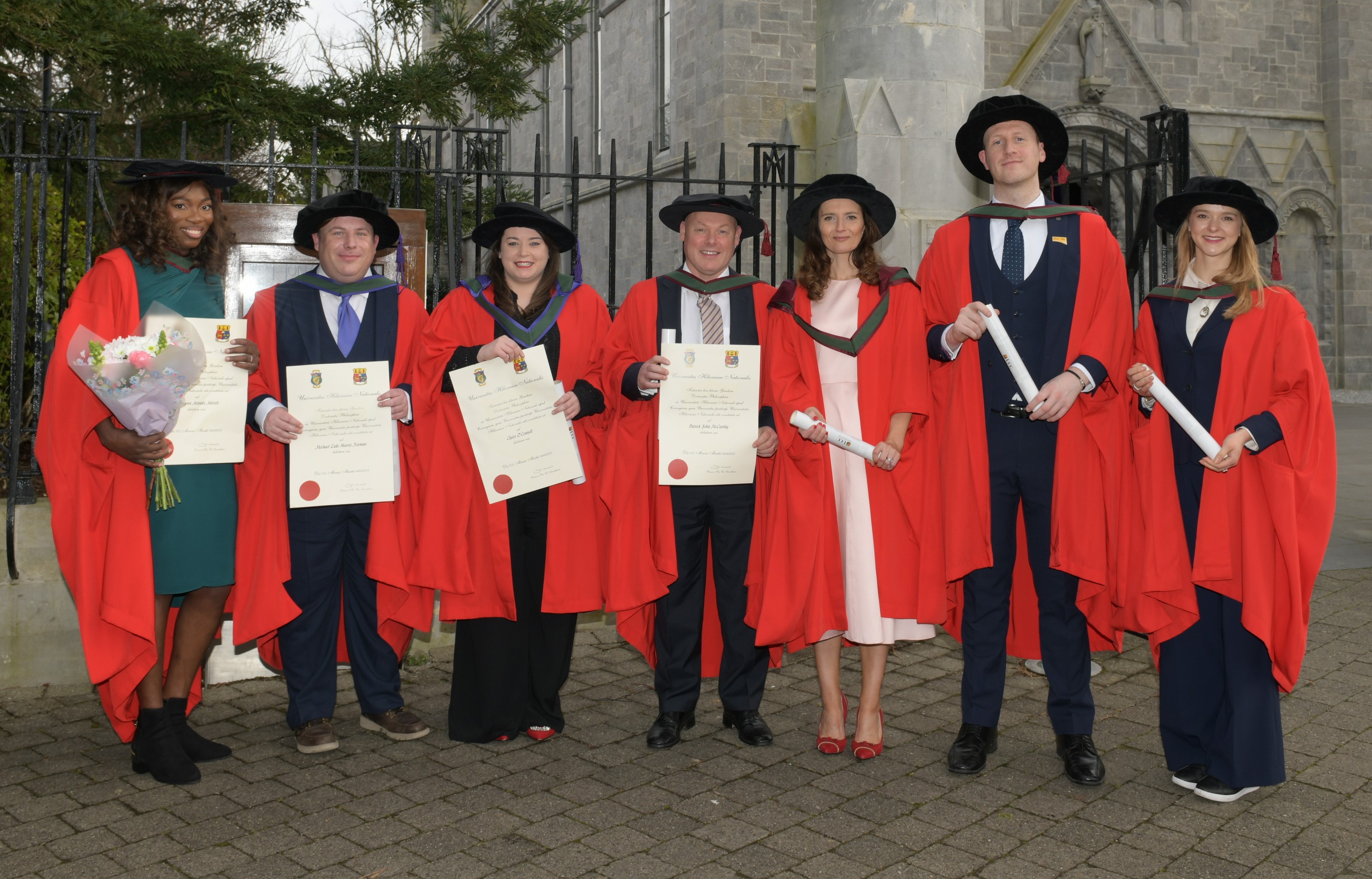 Newly conferred PhD graduates of the College of Business and Law (l-r)
Dr Iretioluwa Atinuke Akerele, Dr Michael Luke Harris Noonan, Dr Claire O'Connell, Dr Patrick John McCarthy, Dr Emer Anne McGeown, Dr Darragh O'Leary, Dr Julia Le Maitre