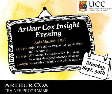 Law Firm Arthur Cox to Scout for Next Generation of Legal Professionals at UCC