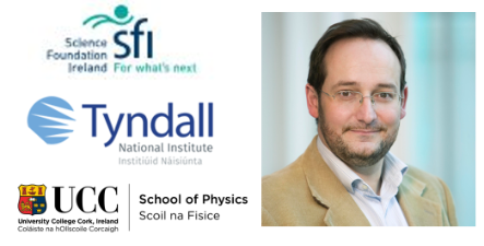 SFI, Tyndall & School of Physics logos and Headshot