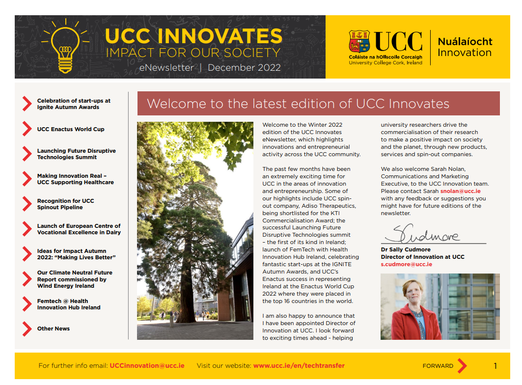 UCC Innovation Newsletter: Winter 2022 issue