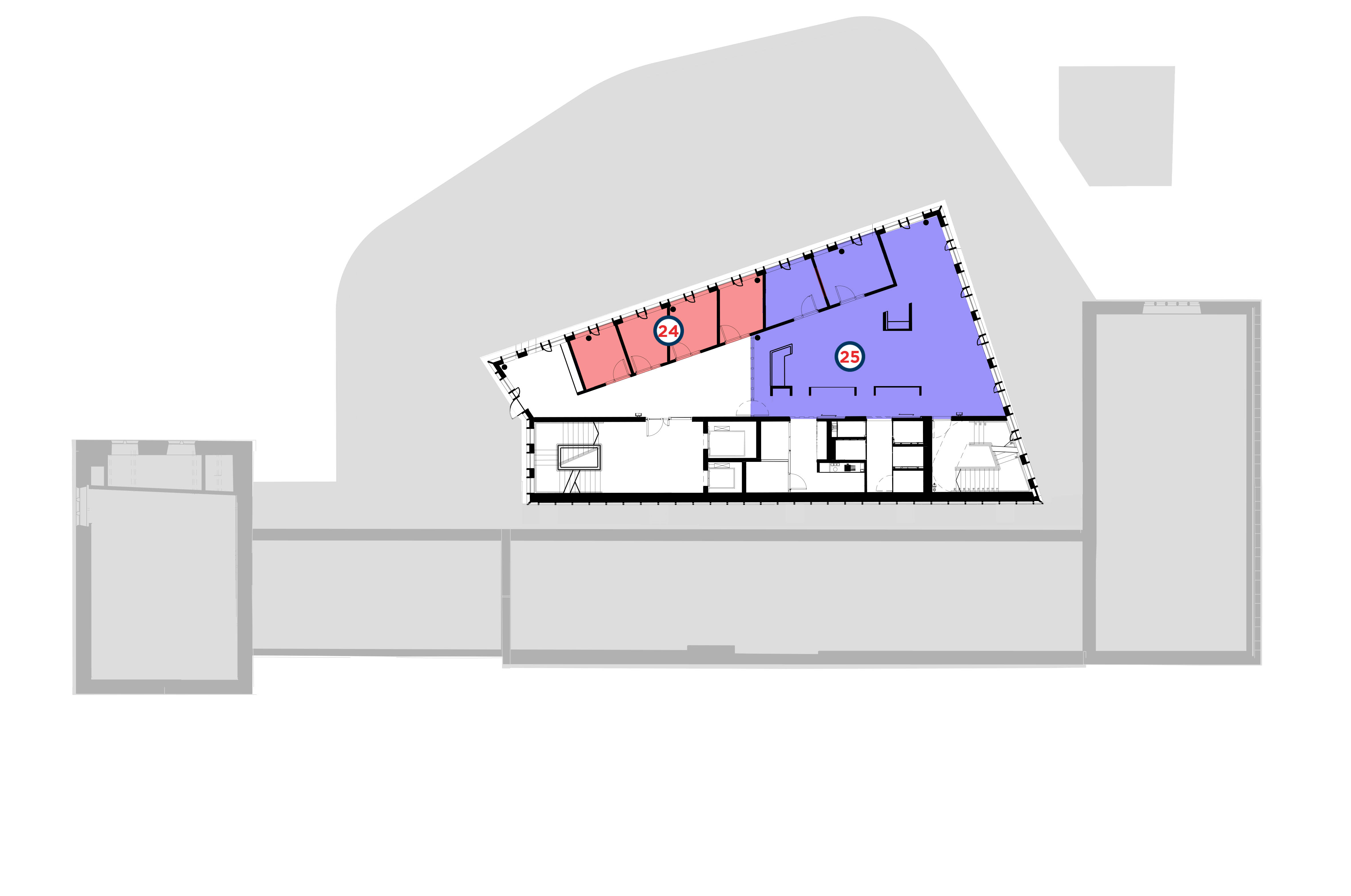 Layout floor plan for the Second Floor of the Hub