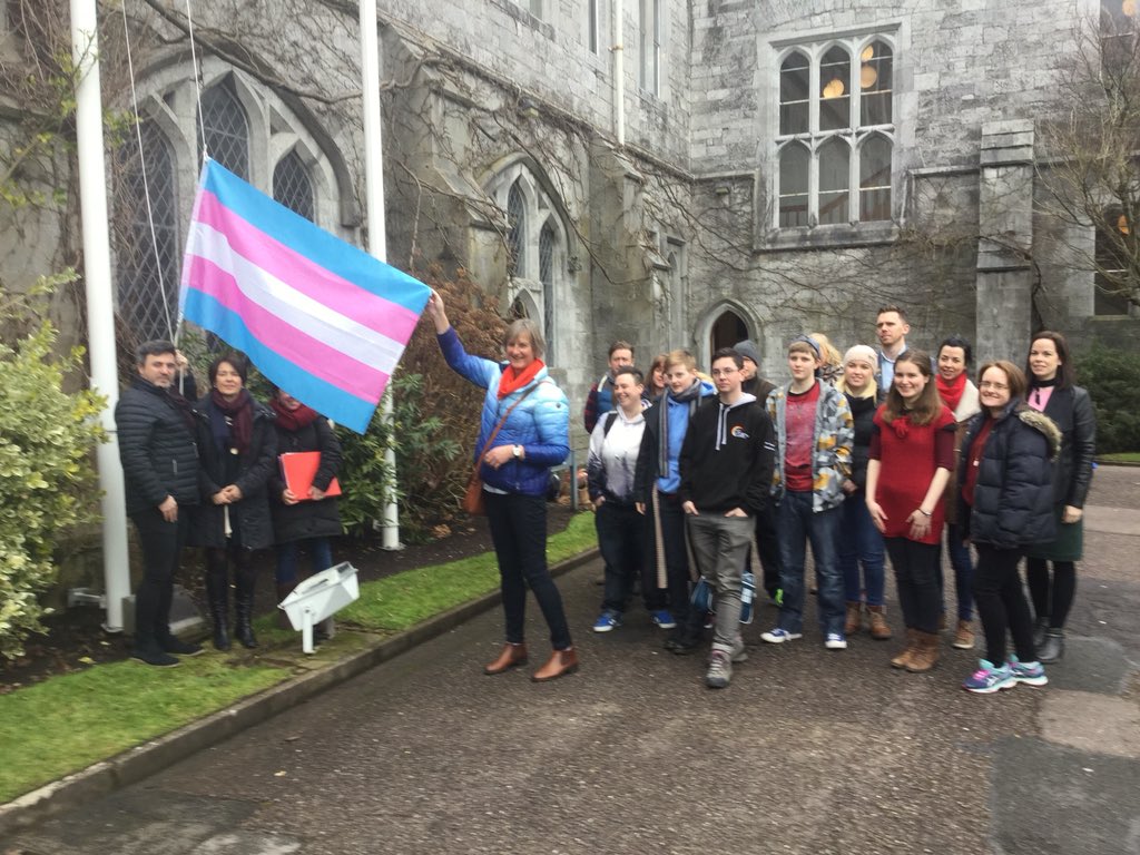 Transgender Pride flag being raised for first time on an Irish university campus 
