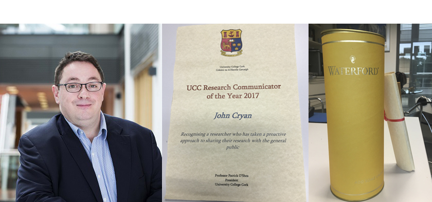 Prof John Cryan awarded UCC Research Communicator of the year 2017
