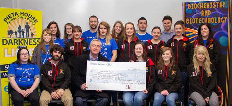UCC Biochemistry and Biotechnology Society charity event raises EUR 2300 for Pieta House.