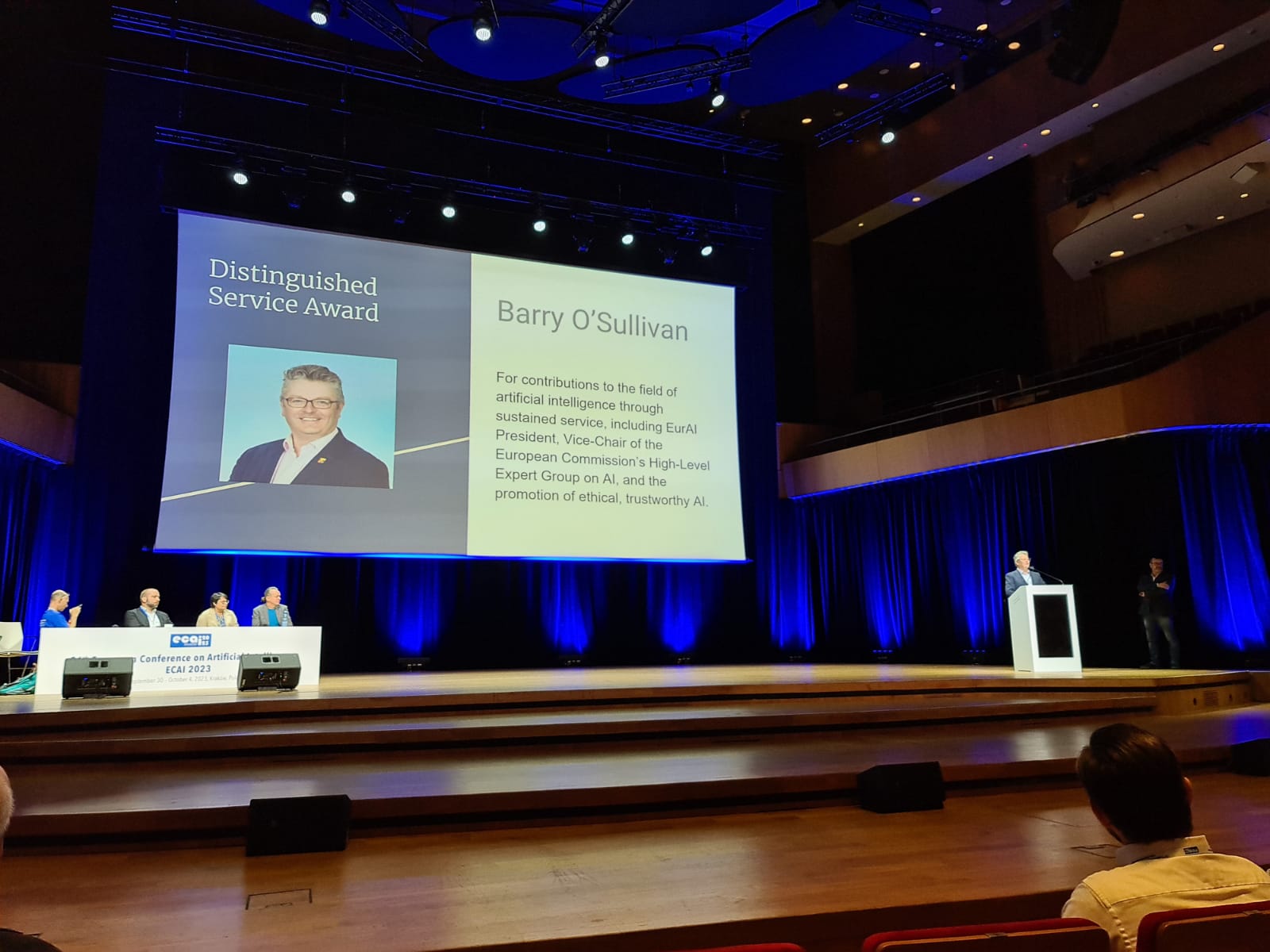Professor Barry O'Sullivan receives the European AI Association’s Distinguished Service Award