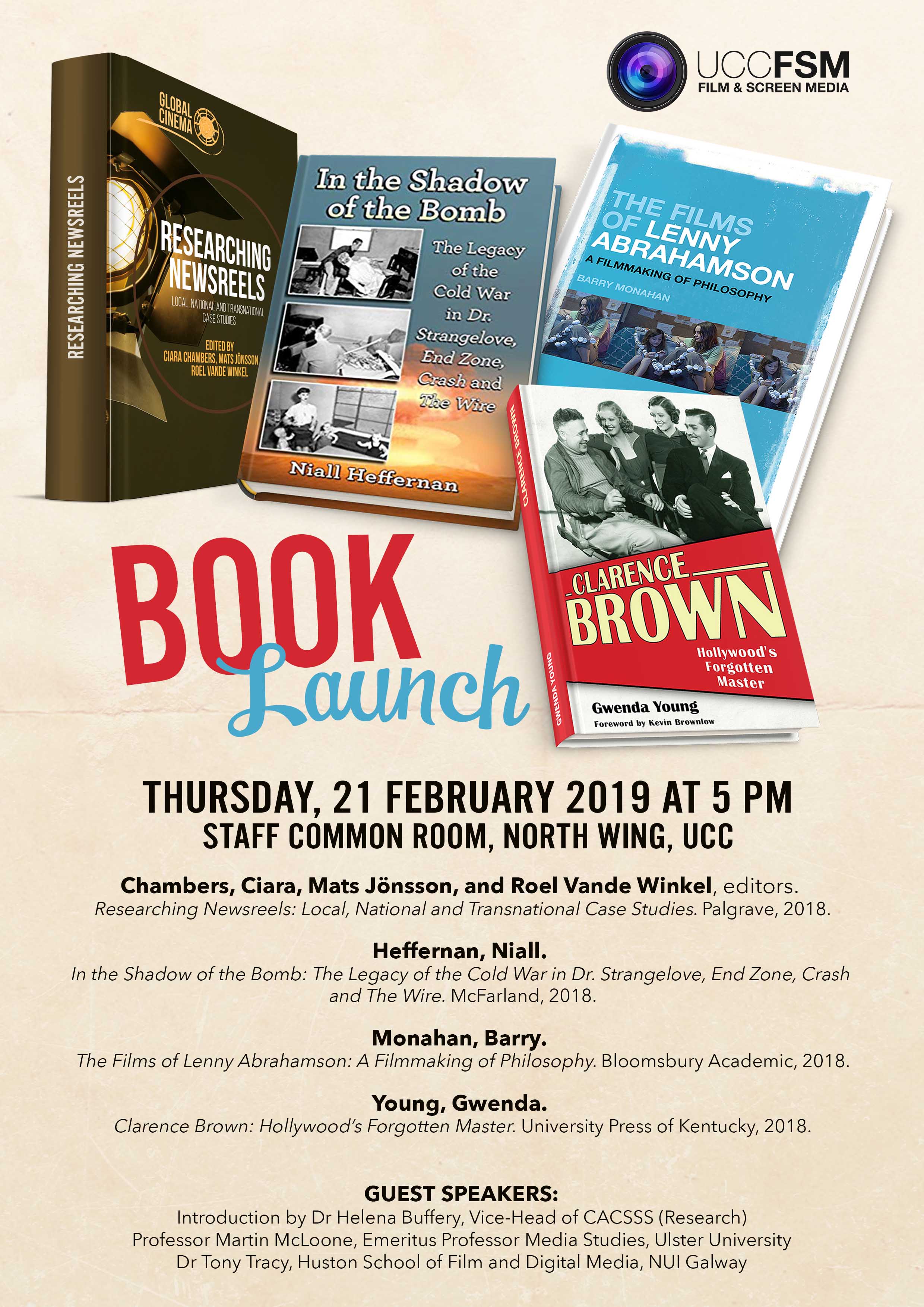 Film and Screen Media announces Book Launch Thursday 21st Feb, Staff Common Room.