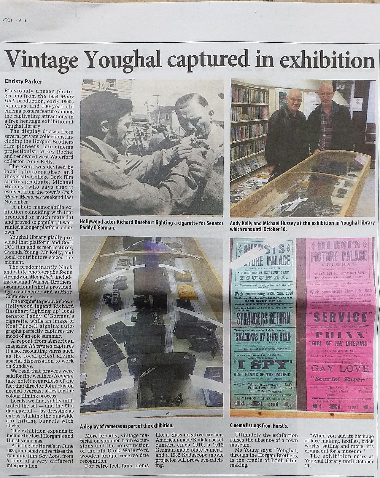New exhibition on cinema and cinema-going in Youghal, curated by Mr. Michael Hussey. Youghal Library. Sep 20th - Oct 11th.