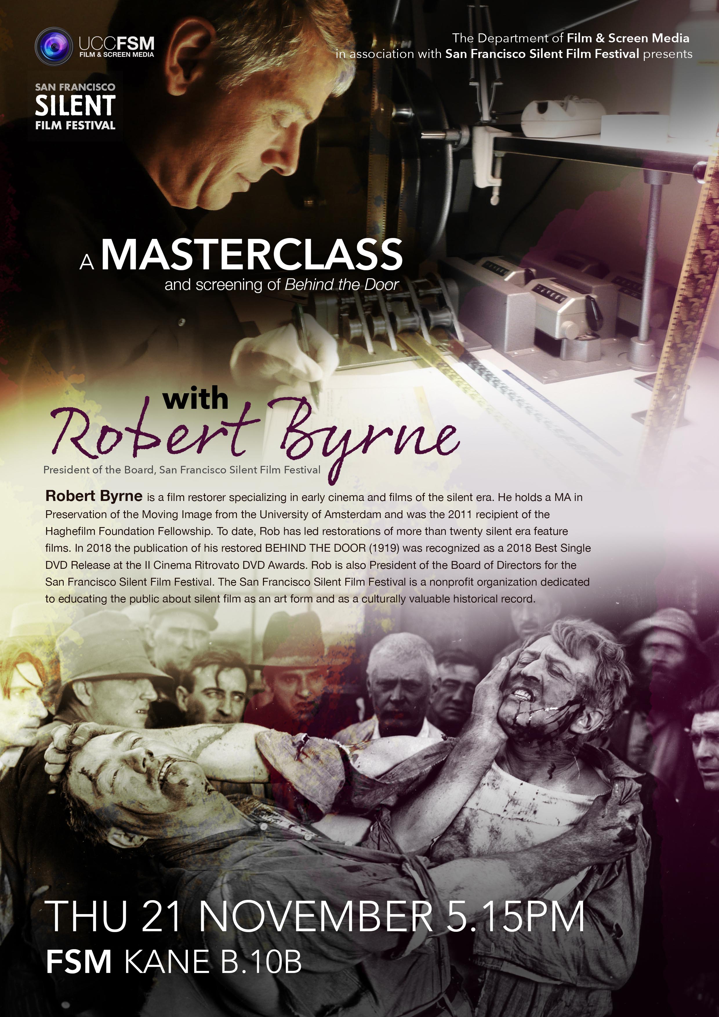 A Masterclass with Robert Byrne. Thu 21st Nov @ 5.15pm