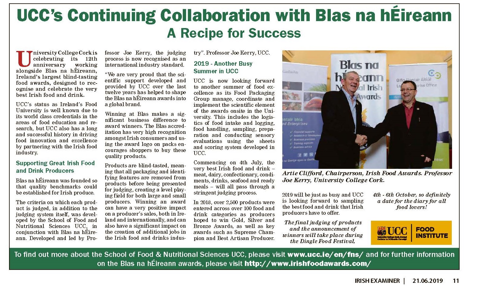 UCC's Continuing Collaboration with Blas na hEireann