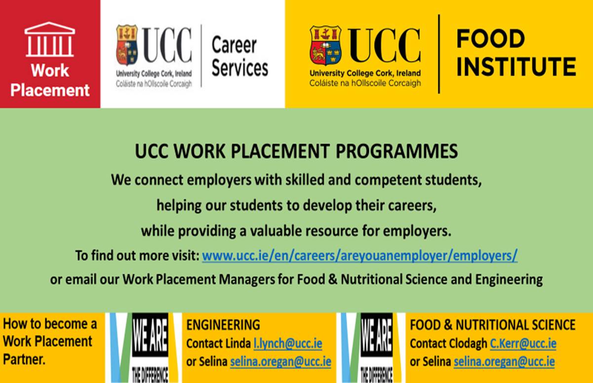Work Placement Spring 2021 - School of Food and Nutritional Sciences