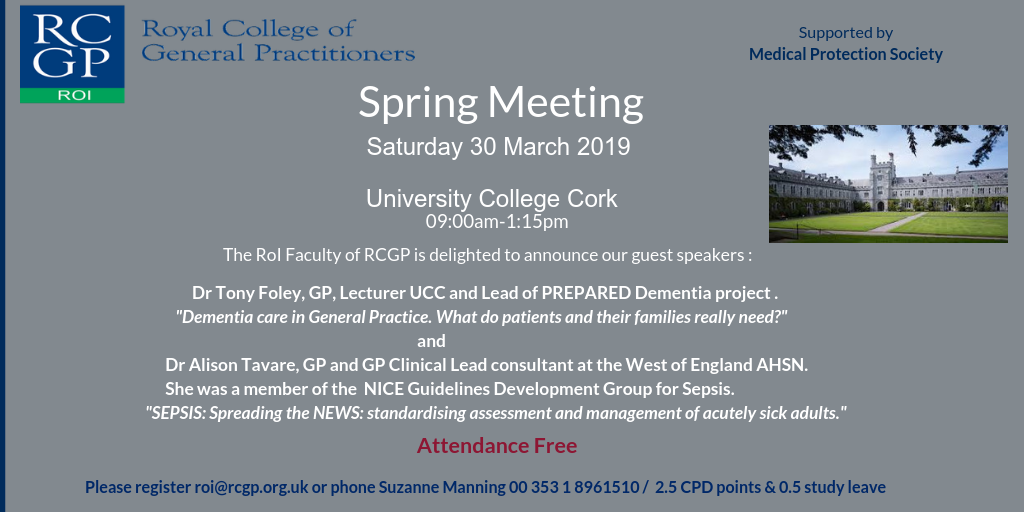 RCGP Republic of Ireland Faculty Meeting: Saturday March 30th 2019 at UCC
