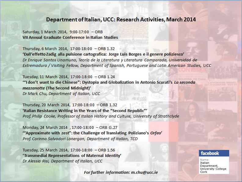 The programme of research seminars for March 2014