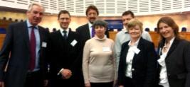 Louise o'Keefe in the ECtHR with Legal Representitives and memebrs of the Clinic team