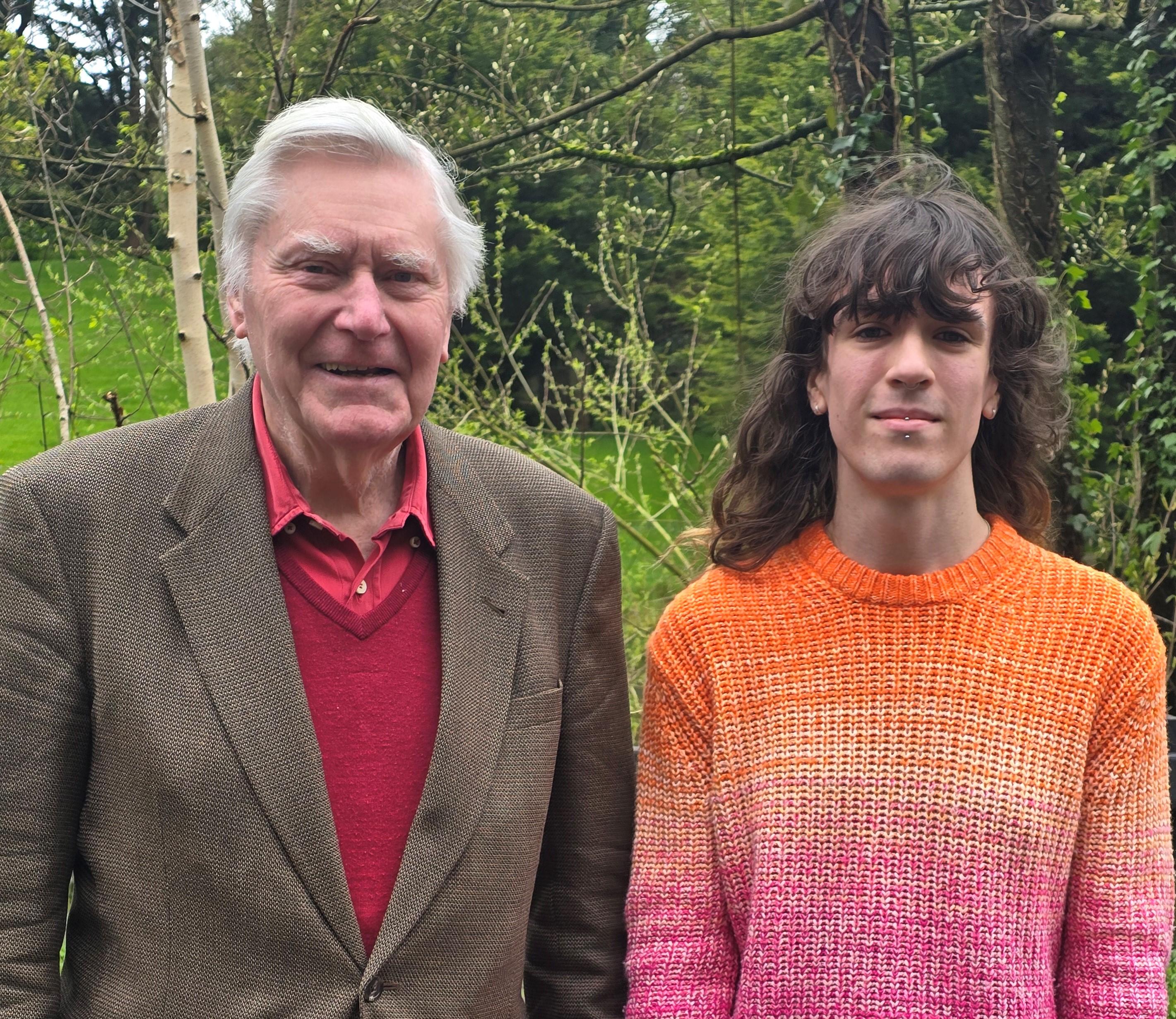 Professor Mick Mortell with student Eve Feller; 2023 recipient of the M.P. Mortell Scholarship in Applied Mathematics