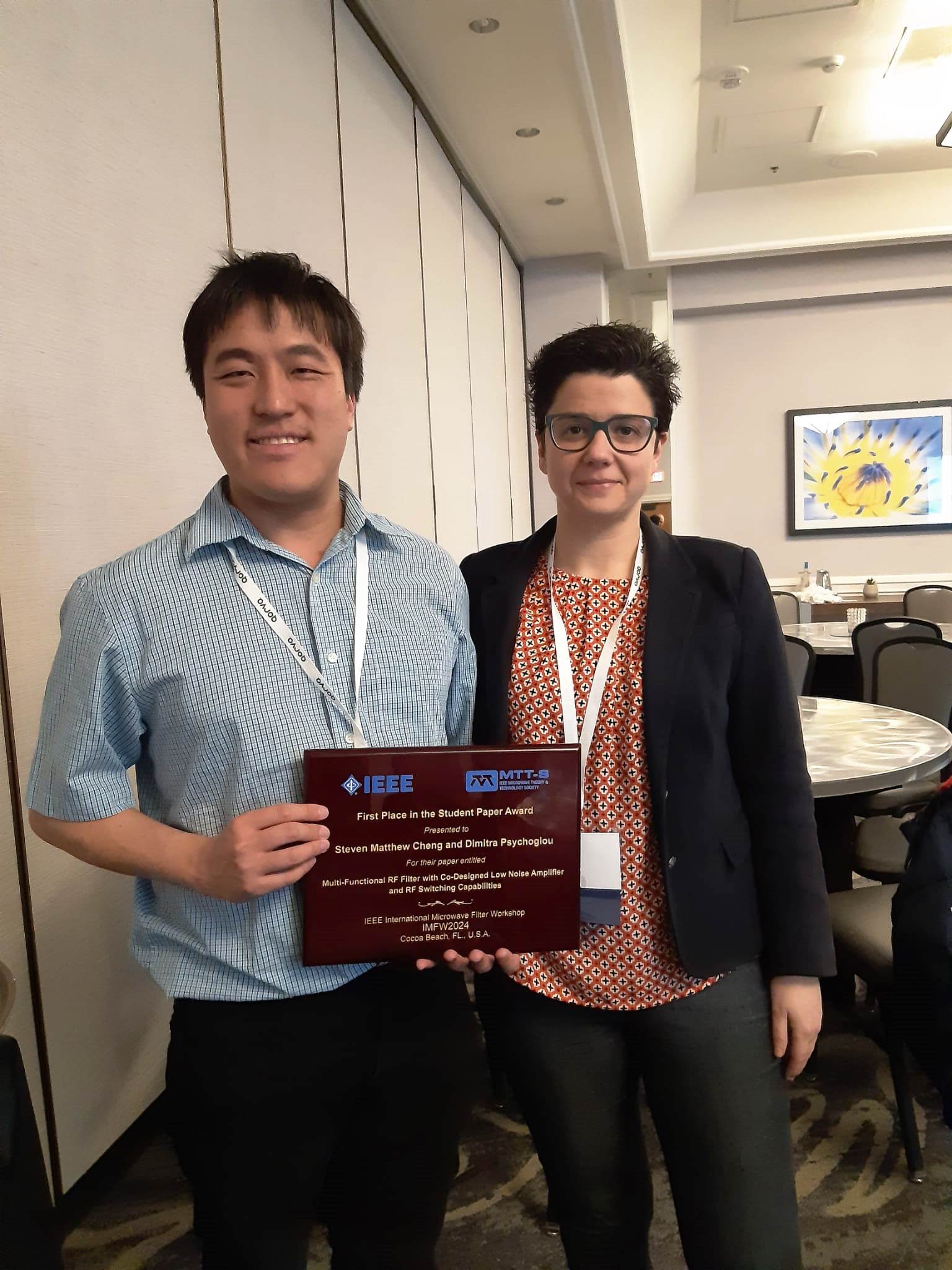 SOE and Tyndall student awarded 2 prizes at the IEE International Microwave Filter Workshop 2024