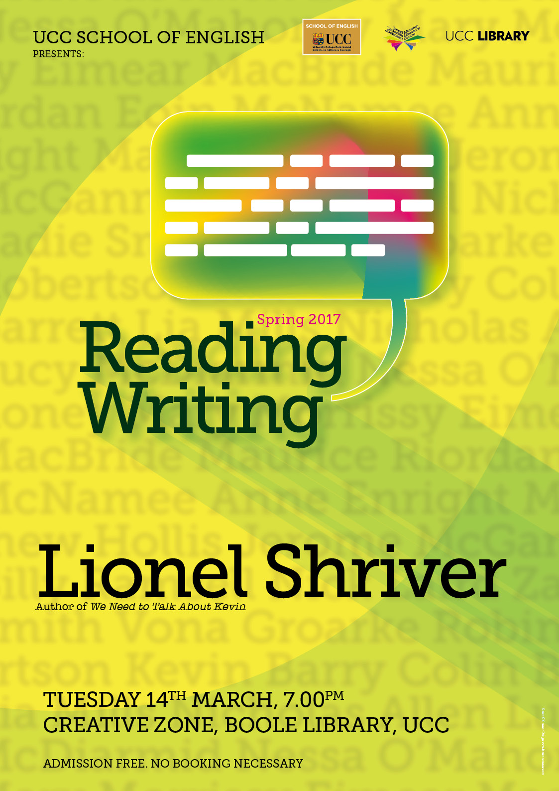 Lionel Shriver to read at UCC