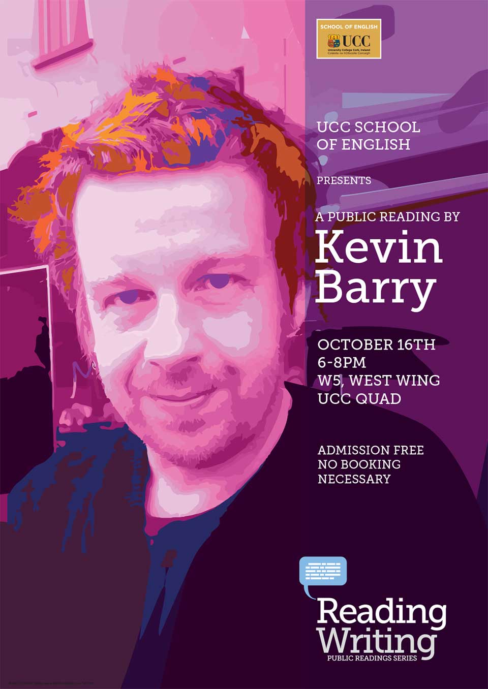 Author Kevin Barry to visit UCC