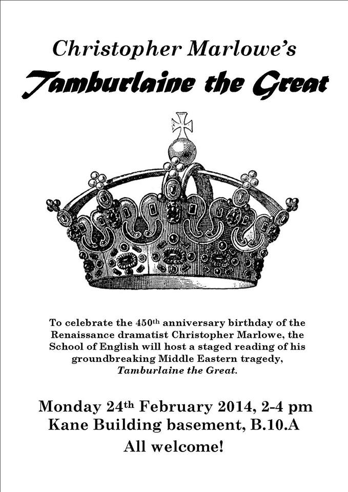 Reading of Christopher Marlowe's Tamburlaine the Great