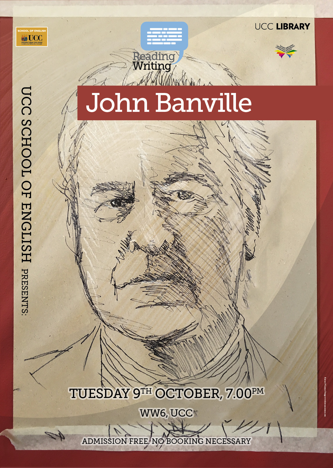 UCC’s 2018/19 School of English reading series kicks off on Tuesday, October 9, with one of Ireland’s leading novelists, John Banville.