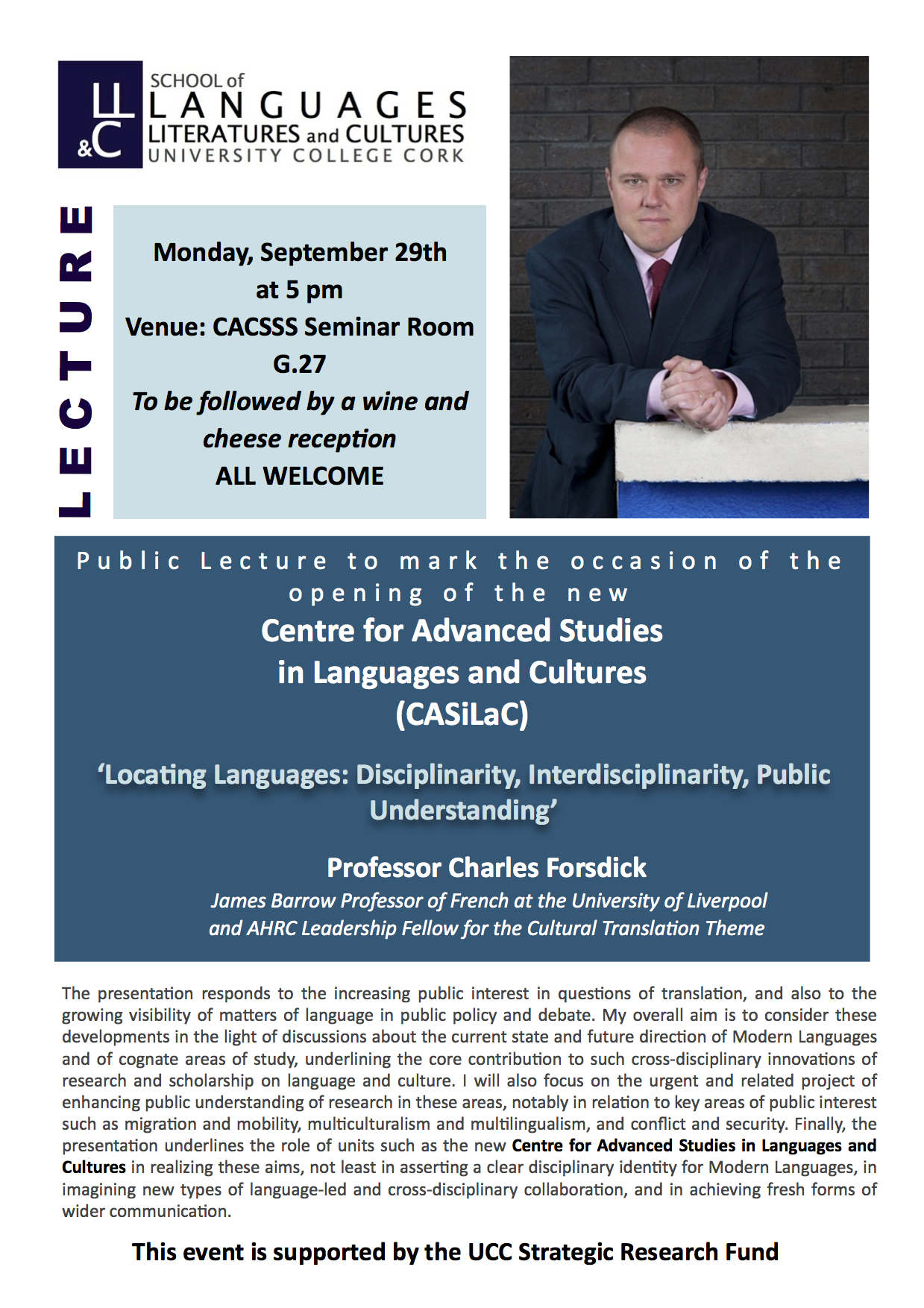 Public Lecture by Professor Charles Forsdick - 5 p.m. Monday 29th September 2014