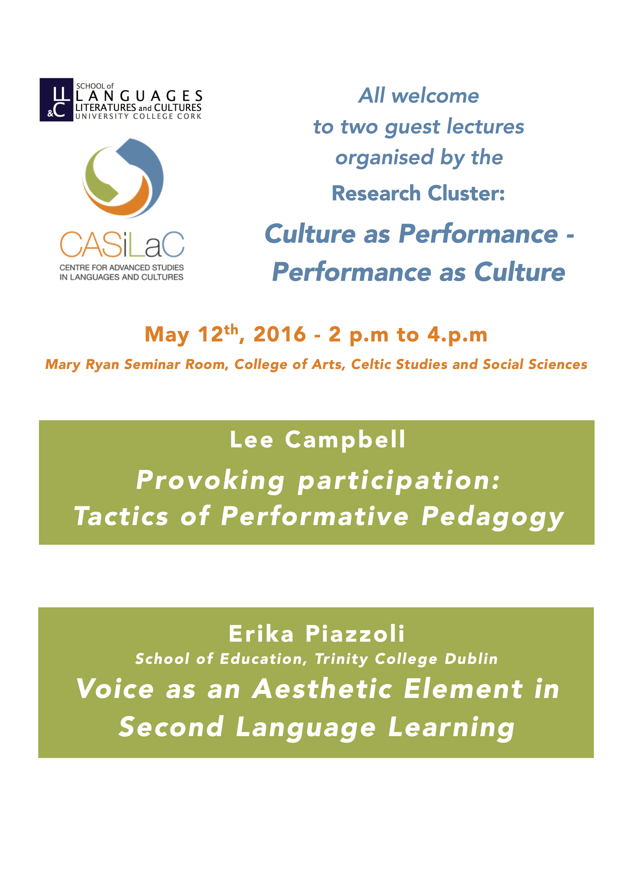 CASiLaC Cluster - Culture as Performance, Performance as Culture