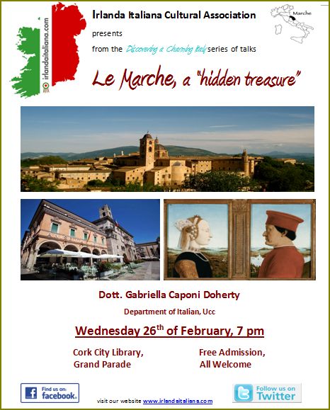 Le Marche - Talk on Wednesday 26 February at 7 pm in the City Library