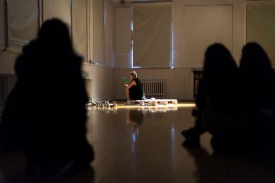 Student performing a devised piece of theatre