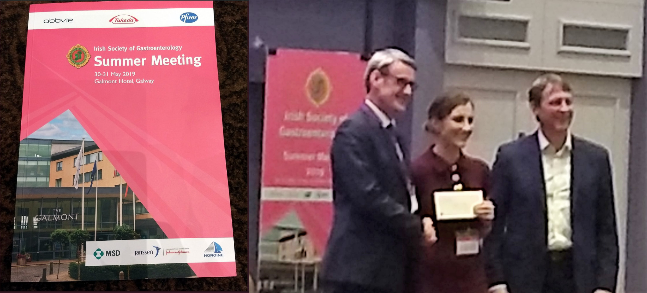 Jacinta Walsh, PhD candidate School of Pharmacy, wins 1st prize for ‘Oral Presentation’ at the Irish Society of Gastroenterology Meeting 2019