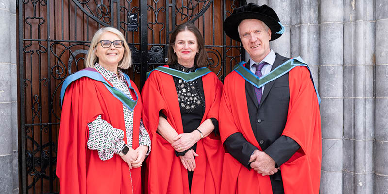 Prof Sarah Culloty, Head, College of Science, Engineering & Food Science; Prof Ruth Ramsay, and Declan O'Donovan. Photo: Gerard McCarthy