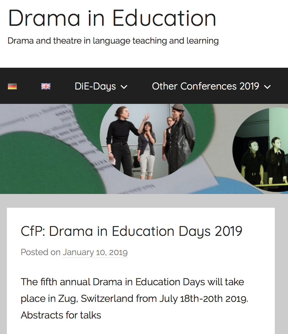 5th Annual Drama in Education Days in Zug, Switzerland from July 18th-20th 2019