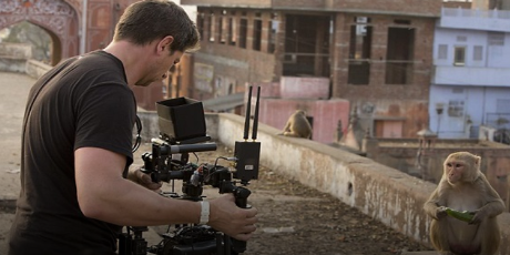 Pictured: Mark MacEwen filming the macaques.