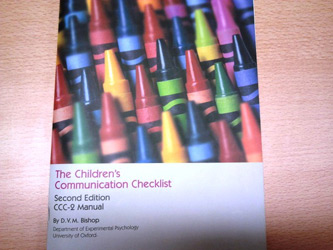 Children’s Communication Checklist (CCC-2)- An image of the CCC-2 manual