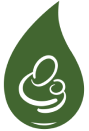 PLRG Logo - icon of a parent cradling an infant set in a green droplet
