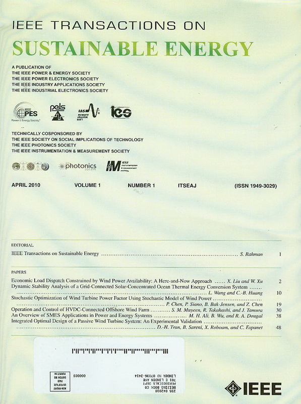 URG paper published in IEEE Trans Sustainable Energy journal