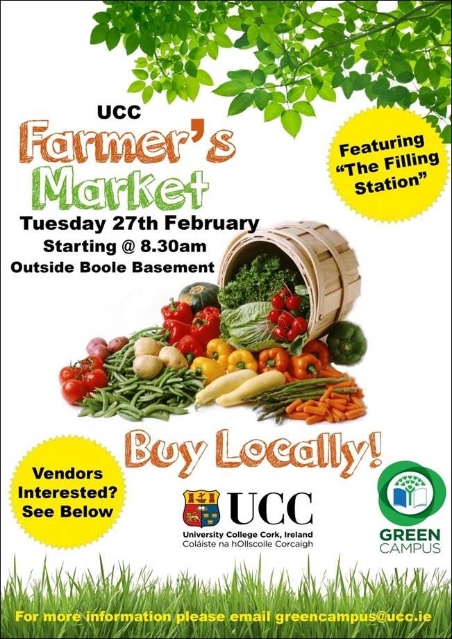 UCC Farmer's Market Today, Tuesday 27th Feb