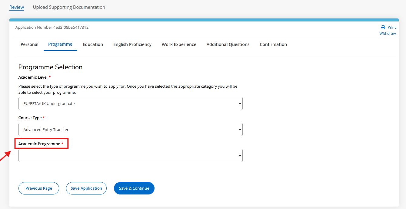 UCC Apply homepage screenshot showing the course selection. UCC Apply homepage screenshot showing the course selection.