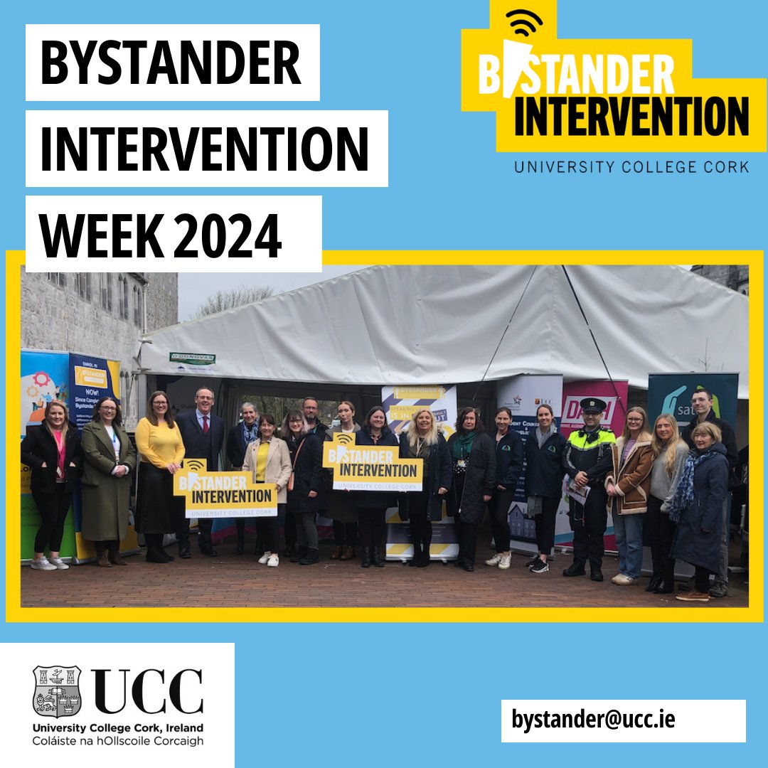 UCC staff and students at the Bystander Intervention Week stands on UCC campus