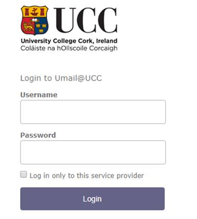 UCC log in screen shot