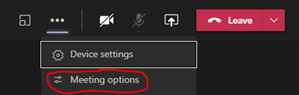 screen shot of the meeting options button