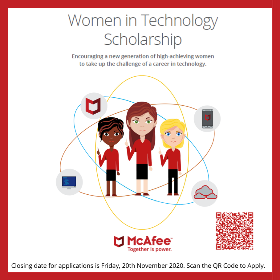 McAfee Cork Women in Technology Scholarship - Open Now! 
