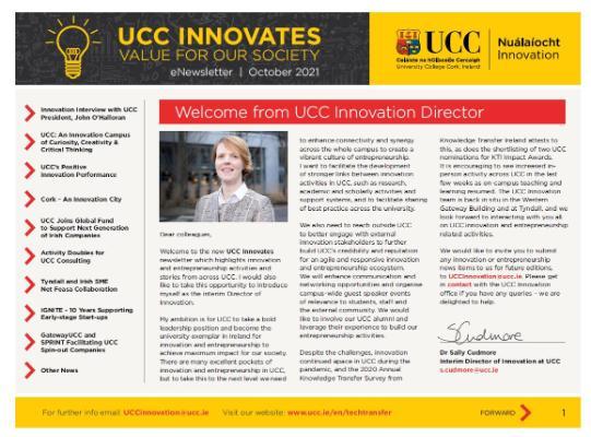 UCC Innovation Newsletter: October 2021 Issue
