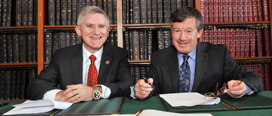 (Left to Right): Dr Patrick O'Shea, University of Maryland, and Dr Michael Murphy, President of University College Cork, sign a formal partnership agreement