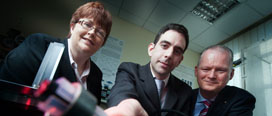 (l-r) Professor Anita Maguire, Vice President for Research and Innovation, UCC, Dr Padraig Cantillon-Murphy (Lifesciences Invention of the Year award winner with the ‘SmartMagnet’ Feeding Tune Placement Kit), Professor Peter Kennedy (ICT Invention of the Year award winner with his Modulator for High Performance Frequency Synthesizer) 