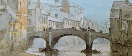 South Bridge of Cork was painted in 1834 by Woodroffe’s pupil, George Dartnell, who was both a doctor and an artist.