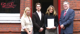 Discussion of CARL research report between project partners (L-R): Anna Kingston, CARL coordinator; David Backhouse, YMCA’s Ground Floor project; Gillian O’Shea, of the Master's in Social work programme at UCC; Trevor Holmes, Vice-President for External Relations at UCC.