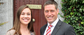 Caoimhe, who will study Medicine at UCC having brought home 9A1s, meets rugby legend Ronan O'Gara at the recent Honorary Sports Conferrings. 