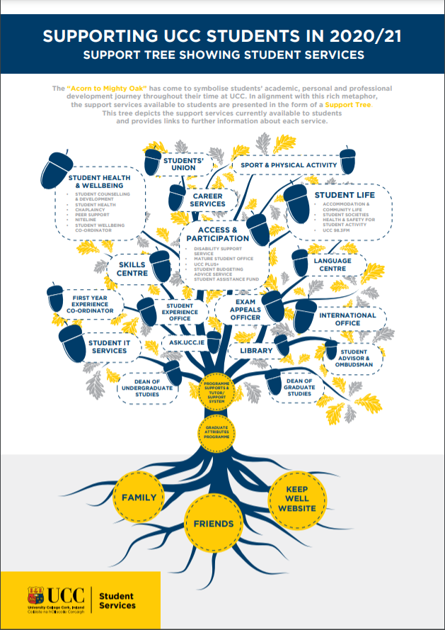 The UCC Support Tree outlining services available to students