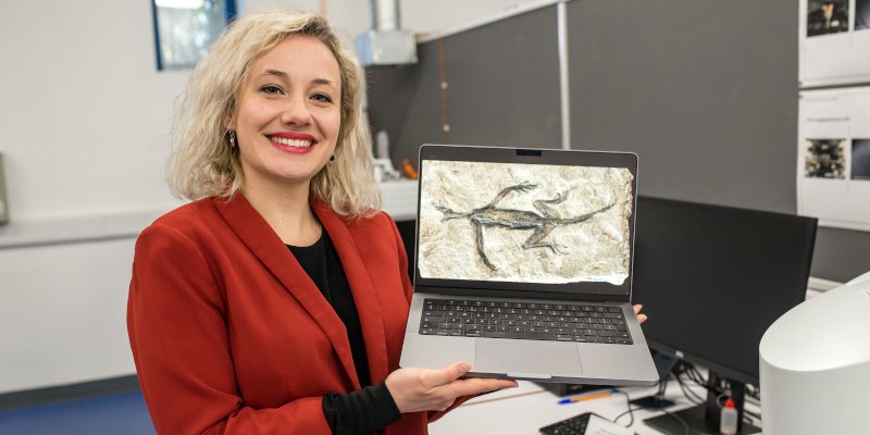 Dr Valentina Rossi of University College Cork, Ireland, who led the research team which discovered that a 280-million-year-old lizard fossil is, in part, a forgery. (Image credit: Zixiao Yang)