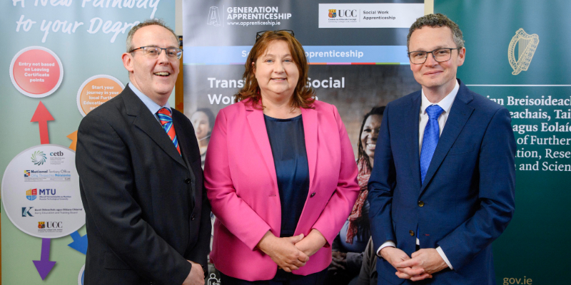 Pictured left to right: Professor Stephen Byrne, Deputy President and Registrar, UCC; Minister Anne Rabbitte, Minister of State for Disability in the Department of Health and Department of Children, Equality, Disability, Integration and Youth; and Minister Patrick O’Donovan TD, Minister for Further and Higher Education, Research, Innovation, and Science. Image: Provision
