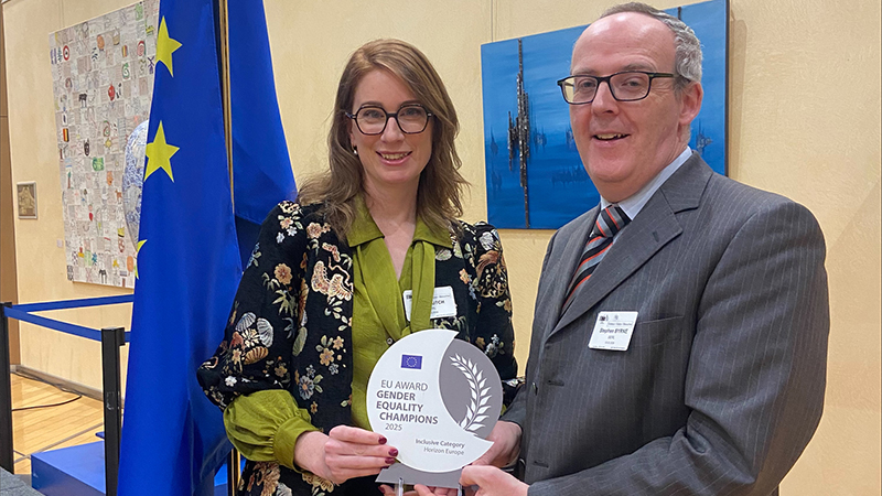 Photo (L-R): Dr. Avril Hutch, Director of Equality, Diversity & Inclusion at UCC; Deputy President & Registrar Professor Stephen Byrne, Chair of UCC’s Gender & Athena Swan Working Group.